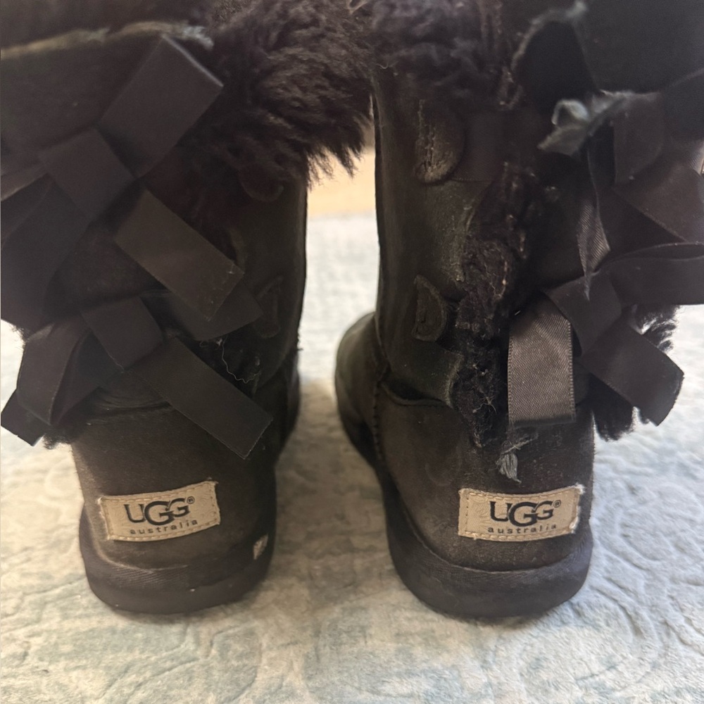 UGG Kids Black Furry Boots
